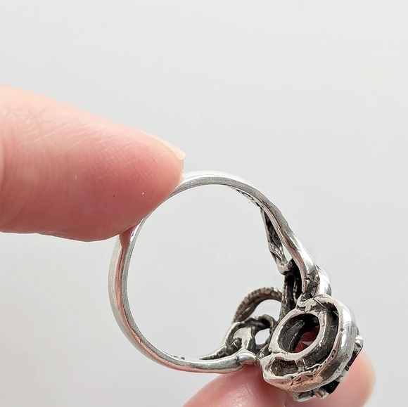 Sold Sterling silver 925 red gemstone ring rectangle cut vintage - Picture 5 of 5